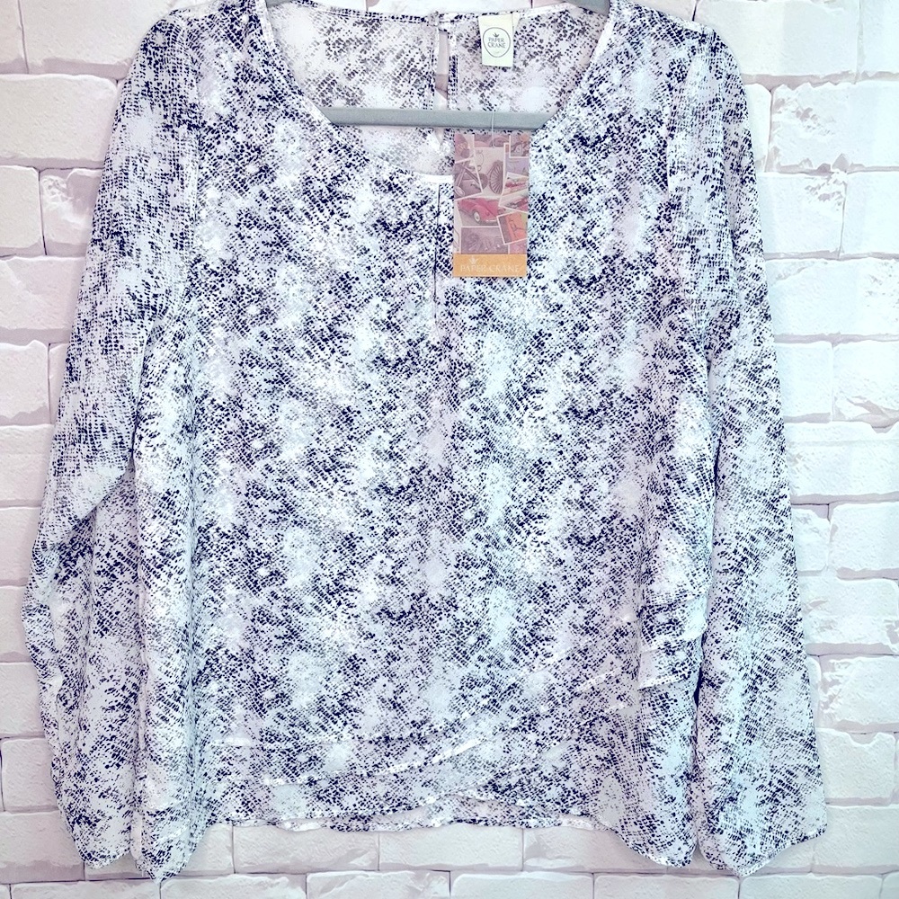New with Tags! Paper Crane Dress top with Ruffle detail. Size Large